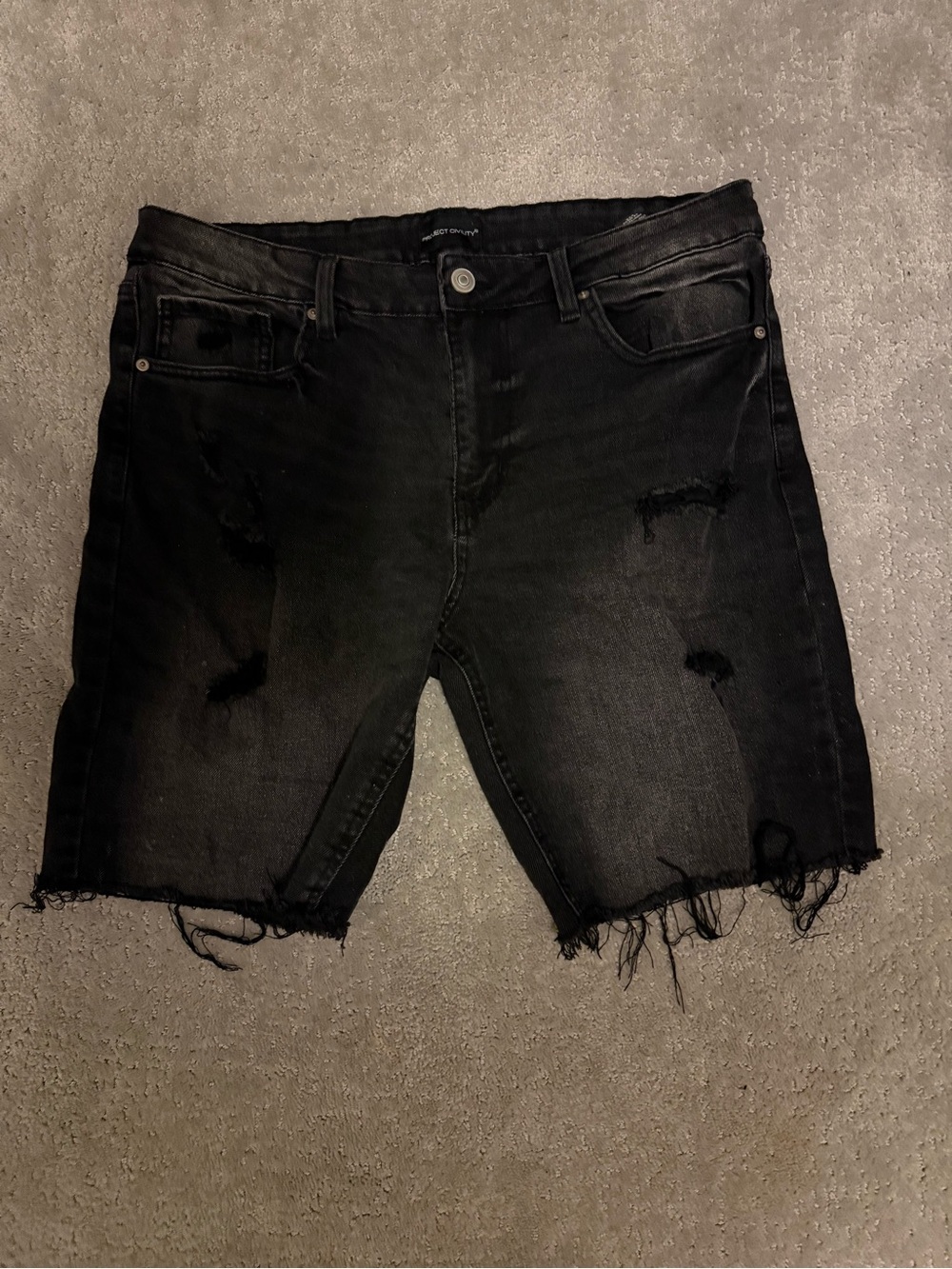 Men's Distressed Black Denim Shorts